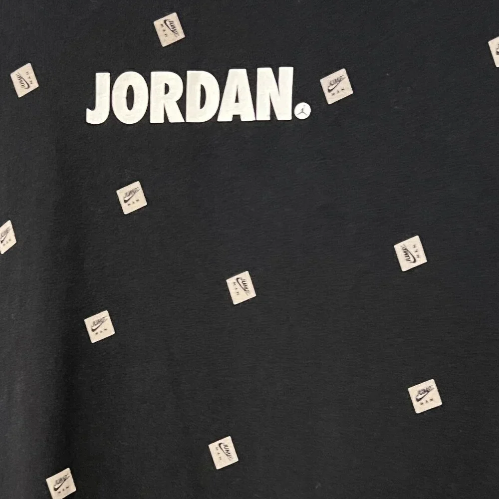 Jordan Brand T-Shirt Men’s XL Black Standard Fit All Over Print Mini Logos